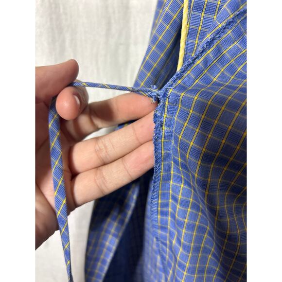 Victorias Secret Country Robe XS Small Blue Yellow Plaid Belted Long - Picture 7 of 11